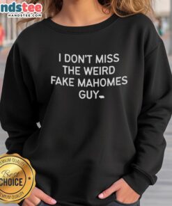 Alt Text: Cozy Good Old QB Heather sweatshirt featuring I Don't Miss The Weird Fake Mahomes Guy design, perfect for fans.
