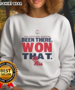 Good Ole Miss Rebels Fiesta Bowl Champions 2026 Sweatshirt in navy blue with bold team logo and festive design.