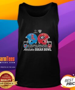 Good Ole Miss Rebels vs Georgia Bulldogs playoff quarterfinal tank top featuring team helmets, January 1, 2026.