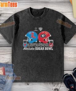Good Ole Miss Rebels vs Georgia Bulldogs Playoff Quarterfinal January 1, 2026 - Helmet and Washed T-Shirt Design