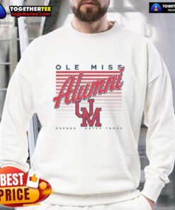 Good Ole Miss Retro Stripe Alumni Oxford Hotty Toddy Sweatshirt in navy and gray, perfect for fans and alumni.