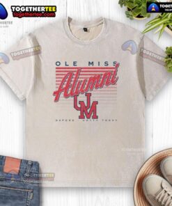 Good Ole Miss Retro Stripe Alumni Oxford Hotty Toddy Washed T-Shirt in navy with vintage style and comfortable fit.