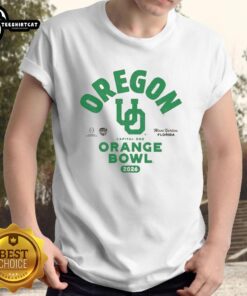 Good Oregon 2026 Capital One Orange Bowl Bound T-Shirt featuring vibrant team colors and logo for fans.