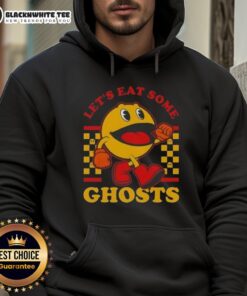 Good Pacman Let's Eat Some Ghosts hoodie featuring colorful graphics of Pacman and ghosts, perfect for gamers.