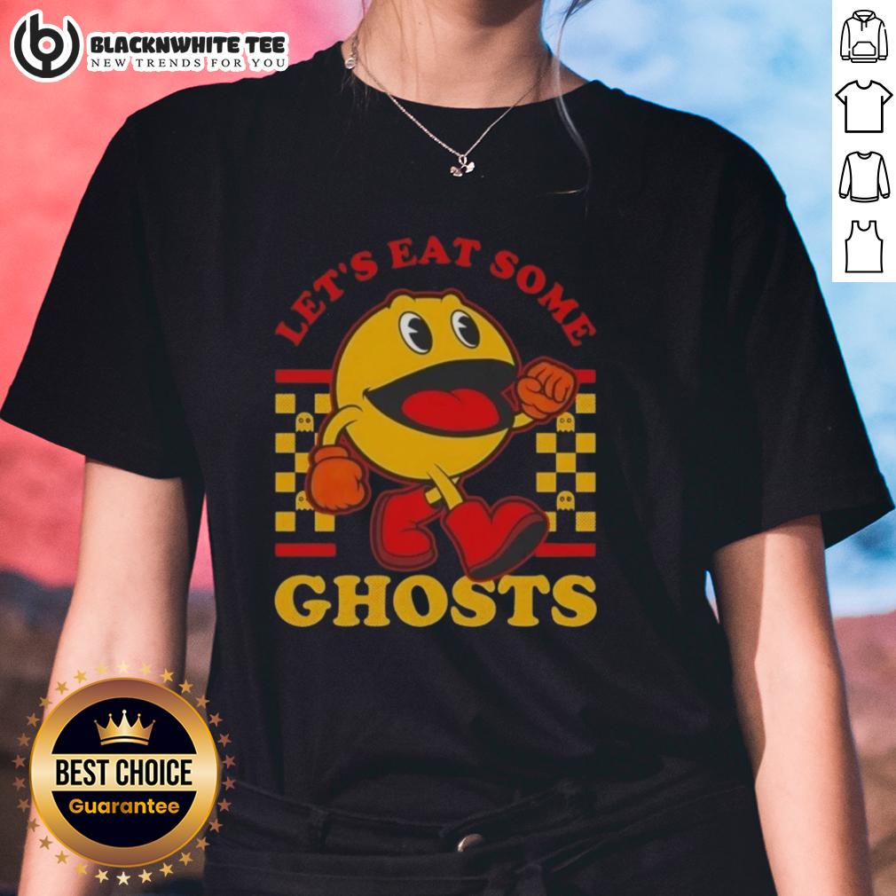 Good Pacman Let'S Eat Some Ghosts Ladies Tee Good Pacman Lets Eat Some Ghosts Ladies Tee featuring a colorful graphic of Pacman and ghosts on a stylish shirt.