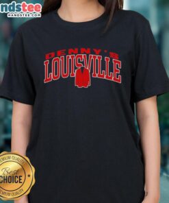 Good Pat Kelsey wearing Denny's Louisville ladies tee, showcasing team spirit and style in a vibrant setting.