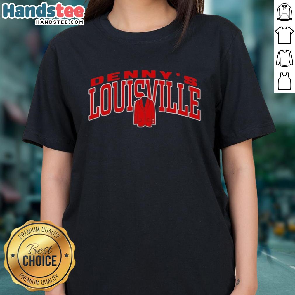 good-pat-kelsey-wearing-dennys-louisville-ladies-tee Good Pat Kelsey wearing Denny's Louisville ladies tee, showcasing team spirit and style in a vibrant setting.