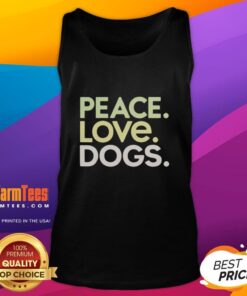 Good Peace Love Dogs Tank Top featuring a vibrant design of dogs and a peace symbol, perfect for dog lovers.
