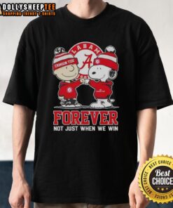 Good Peanut Snoopy and Charlie Brown Alabama Crimson Tide Forever T-Shirt design, perfect for loyal fans year-round.