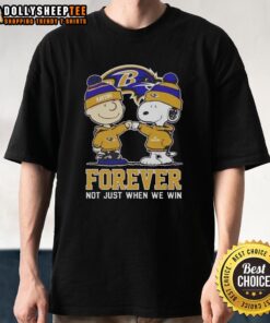 Good Peanut Snoopy and Charlie Brown Baltimore Ravens Forever T-Shirt, perfect for fans celebrating team spirit.