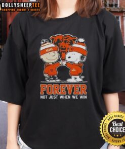 Good Peanut Snoopy and Charlie Brown Chicago Bears Forever tee for ladies, perfect for fans celebrating team spirit.