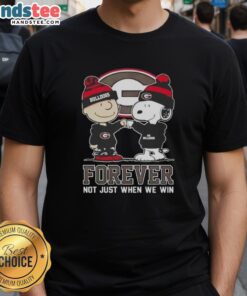 Good Peanut Snoopy Charlie Brown Georgia Bulldogs Forever T-Shirt design celebrating team spirit and loyalty.