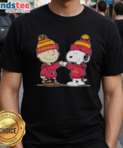 Alt Text: Good Peanuts Charlie Brown and Snoopy fist bump on Arizona Cardinals Football T-Shirt, perfect for fans.
