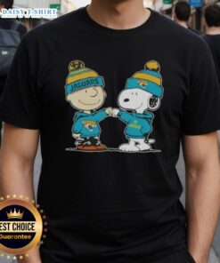 Good Peanuts Charlie Brown fist bump with Snoopy on Jacksonville Jaguars football T-shirt design.