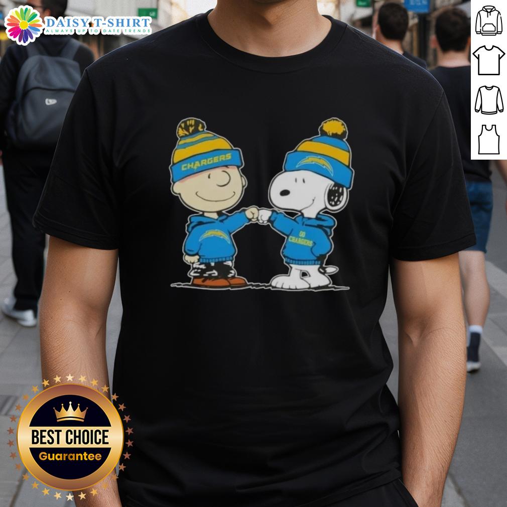 Good Peanuts Charlie Brown Fist Bump Snoopy X Los Angeles Chargers Football T-Shirt Good Peanuts Charlie Brown fist bump with Snoopy on Los Angeles Chargers football T-shirt design.