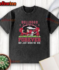 Good Peanuts Georgia Bulldogs Forever Not Just When We Win washed t-shirt in red, celebrating UGA spirit and pride.
