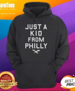 Alt Text: Good Philadelphia Eagles 'Just A Kid From Philly' hoodie featuring vibrant team colors and iconic logo.