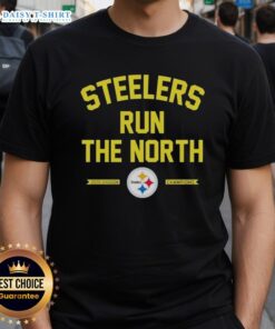 Good Pittsburgh Steelers Run The North 2025 Division Champions T-Shirt featuring bold team graphics and colors.