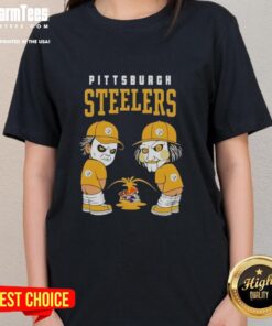 Good Pittsburgh Steelers X Michael Myers And Billy The Puppet Piss On Baltimore Ravens Vs Cleveland Browns T-Shirt - Image 5