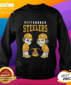 Good Pittsburgh Steelers X Michael Myers And Billy The Puppet Piss On Baltimore Ravens Vs Cleveland Browns T-Shirt - Image 4