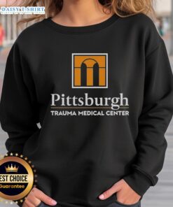 Good Pittsburgh Trauma Medical Center PTMC sweatshirt in navy blue, featuring the center's logo prominently displayed.