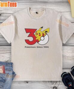 Good Pokemon 30th Anniversary 1996 washed t-shirt featuring iconic Pokemon graphics and vintage style for fans.