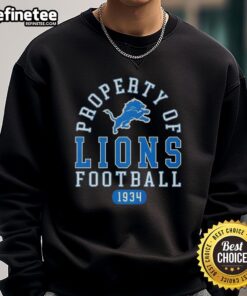 Detroit Lions sweatshirt featuring 'Good Property' design, celebrating the team's heritage since 1934.