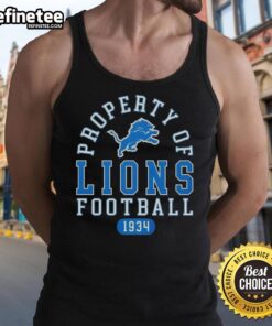 Good Property of Detroit Lions Football since 1934 tank top featuring team colors and logo, perfect for fans.