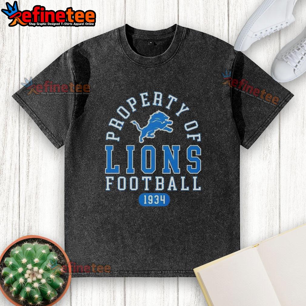 good-property-of-detroit-lions-football-since-1934-washed-t-shirt Good Property of Detroit Lions Football since 1934 washed t-shirt, featuring a vintage design and blue color scheme.