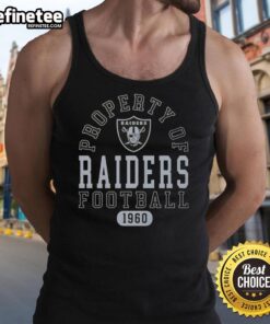 Las Vegas Raiders football tank top featuring 'Good Property Since 1960' design, perfect for fans and game day wear.
