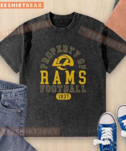 Vintage washed t-shirt featuring the Los Angeles Rams logo, celebrating their football legacy since 1937.
