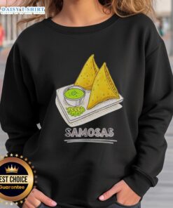 Cozy sweatshirt featuring 'Good Samosa Lover' design, perfect for Indian snack enthusiasts and foodies who love samosas.
