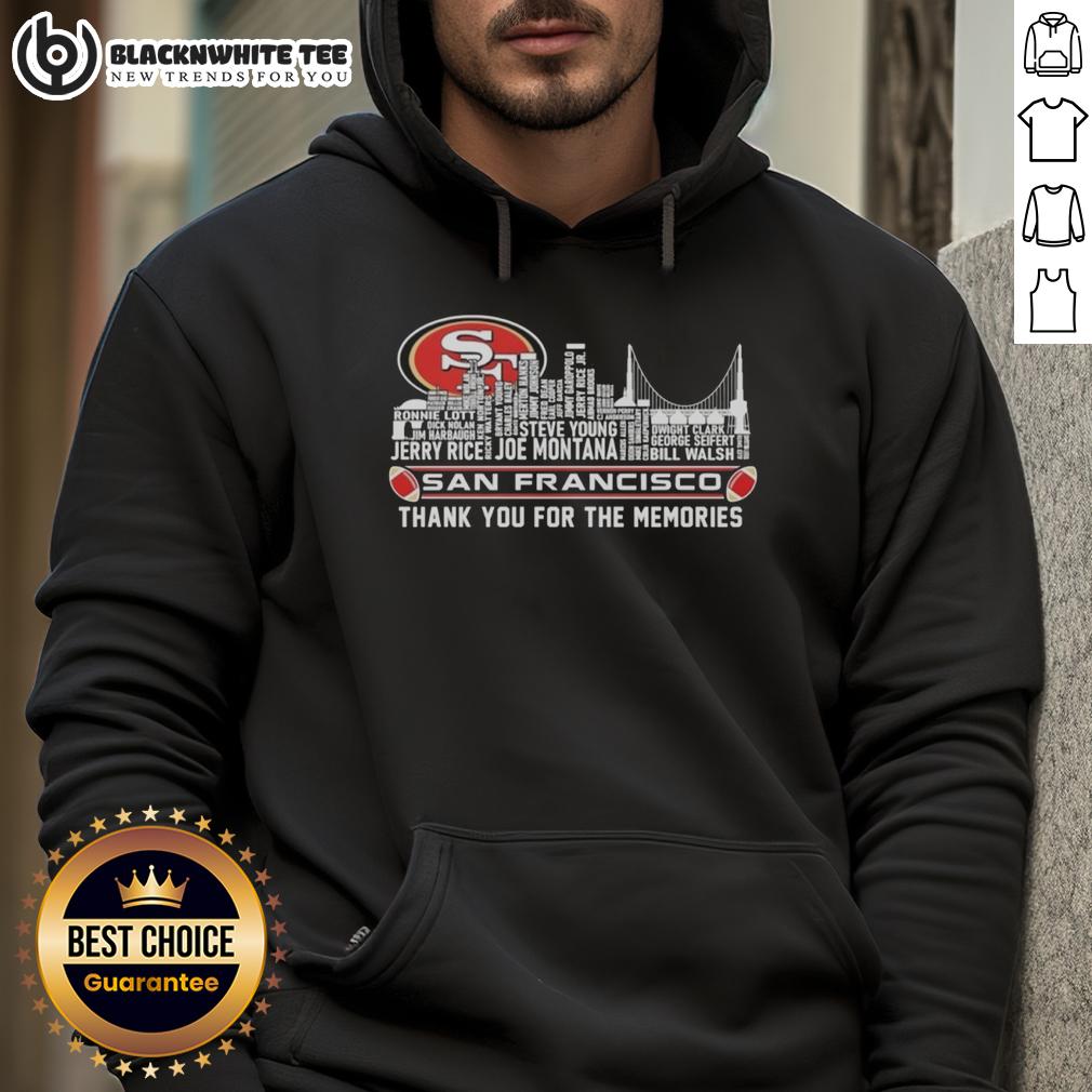 Good San Francisco 49Ers Thank You For The Memories City Skyline Hoodie San Francisco 49ers hoodie featuring city skyline, celebrating the team's legacy and memories in the Bay Area.