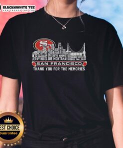 Alt Text: Good San Francisco 49ers Thank You For The Memories City Skyline Ladies Tee featuring iconic skyline and team spirit.