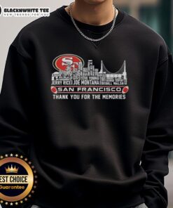 Good San Francisco 49ers Thank You For The Memories sweatshirt featuring the city skyline design.