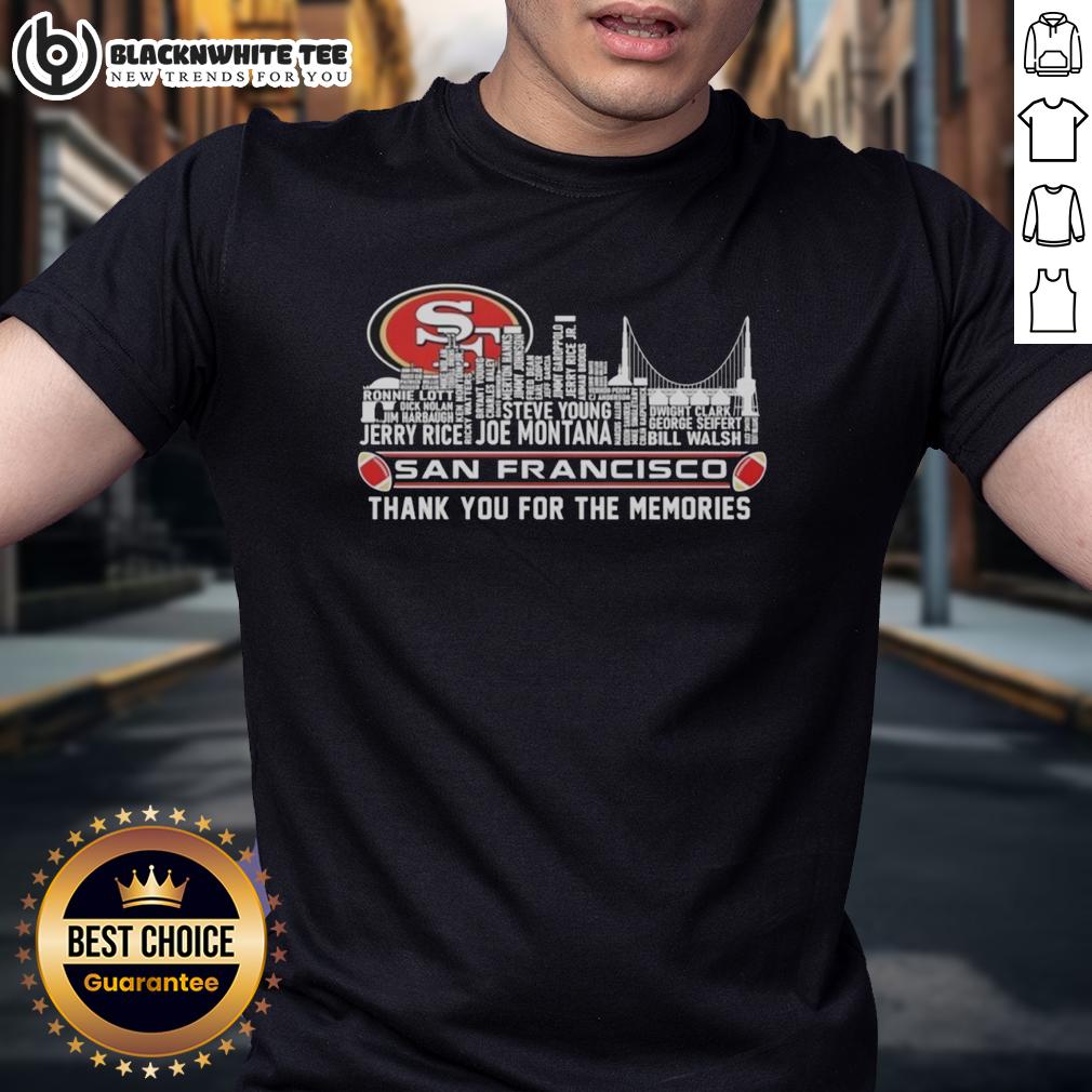 Good San Francisco 49Ers Thank You For The Memories City Skyline T Shirt Good San Francisco 49ers Thank You For The Memories T-Shirt featuring city skyline design and team colors.