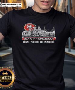 Good San Francisco 49ers Thank You For The Memories T-Shirt featuring city skyline design and team colors.