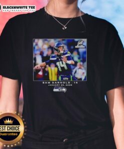 Good Seattle Seahawks Sam Darnold NFL Flash Features Week 21 Ladies Tee showcasing team pride and style.