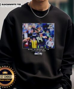 Seattle Seahawks Sam Darnold NFL Flash Features Week 21 sweatshirt showcasing team colors and logo.