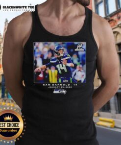 Good Seattle Seahawks Sam Darnold NFL Flash Features Week 21 tank top, showcasing team colors and design.