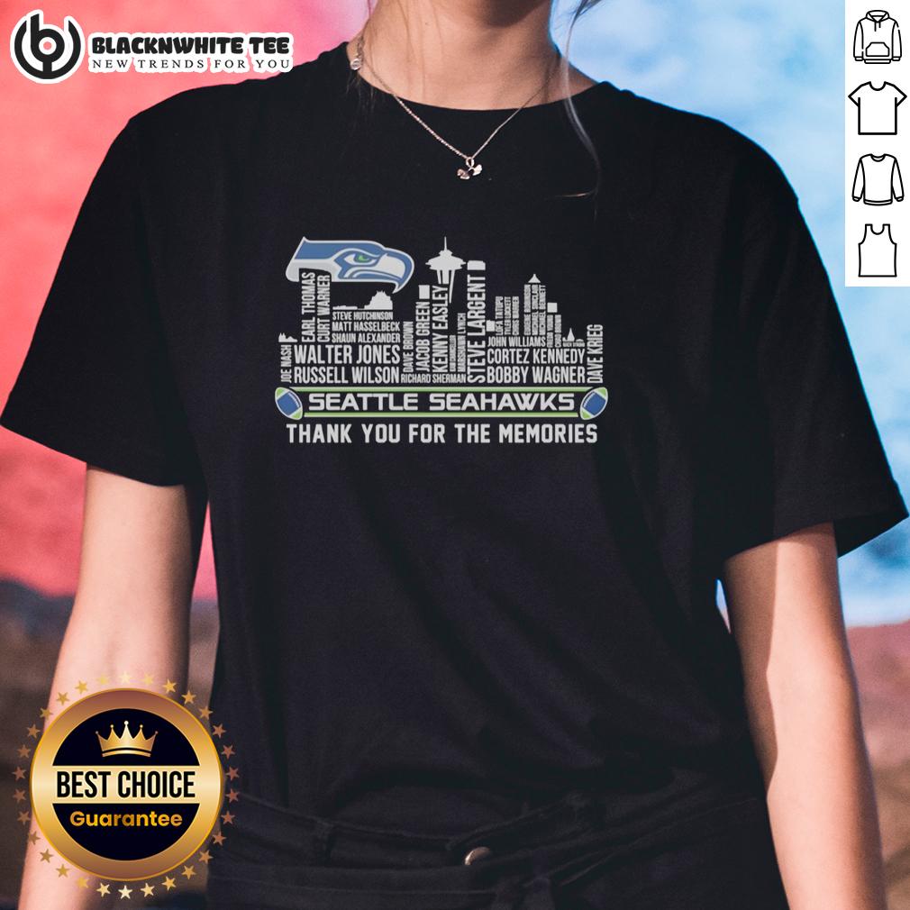 Good Seattle Seahawks Thank You For The Memories City Skyline Ladies Tee Seattle Seahawks ladies tee featuring the city skyline and 'Thank You For The Memories' design.