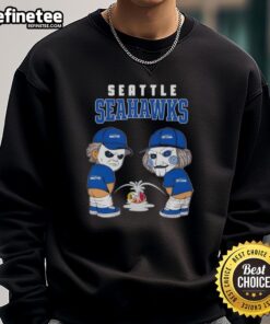 Good Seattle Seahawks X Michael Myers and Billy the Puppet sweatshirt featuring unique horror sports design.