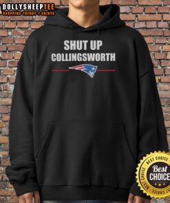 Good Shut Up Collinsworth New England Patriots hoodie featuring team colors and logo, perfect for fans and casual wear.