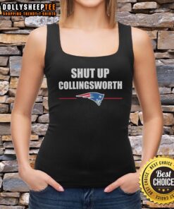 Good Shut Up Collinsworth New England Patriots tank top featuring bold graphics and a stylish design for fans.