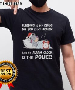 Good Sleeping Is My Drug T-Shirt featuring a fun quote about sleep, perfect for sleep enthusiasts and cozy wear.