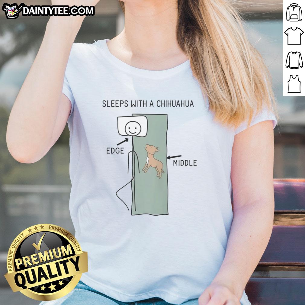 good-sleeps-with-a-chihuahua-ladies-tee Charming ladies tee featuring a Chihuahua and the phrase 'Good Sleeps,' perfect for dog lovers and cozy nights.
