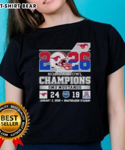 Good SMU Mustangs beat Arizona Wildcats at Holiday Bowl Champions 2026 ladies tee showcasing team pride and festive spirit.