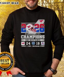 Good SMU Mustangs beat Arizona Wildcats at Holiday Bowl 2026 champions sweatshirt, featuring team logo and vibrant colors.