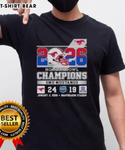 2026 Holiday Bowl Champions T-Shirt featuring SMU Mustangs victory over Arizona Wildcats design.