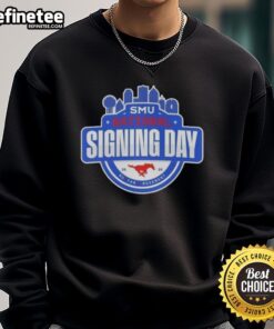 Good SMU Mustangs National Signing Day sweatshirt featuring team colors and logo, perfect for fans celebrating signing day.